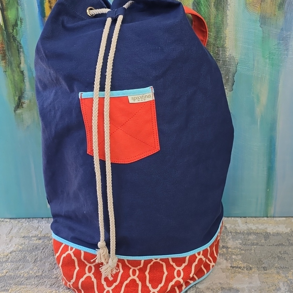 Spartina 449 Large Drawstring Beach Tote Bag Backpack.